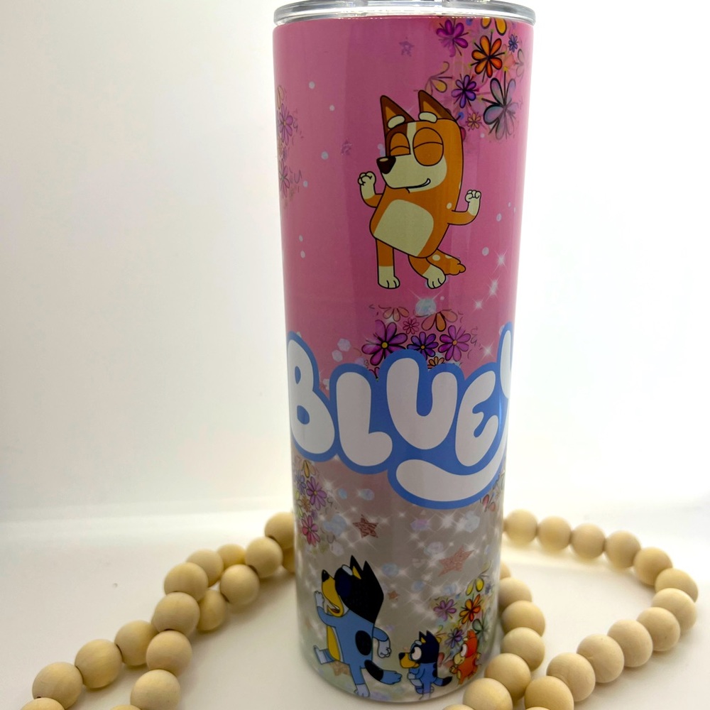 20oz Bluey Skinny tumbler (Pink)
